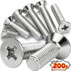 200/10PCS Stainless Steel Counterbore Machine Tooth Screw Phillips Mechanical Thread Flat Head Screws Woodworking Fasteners
