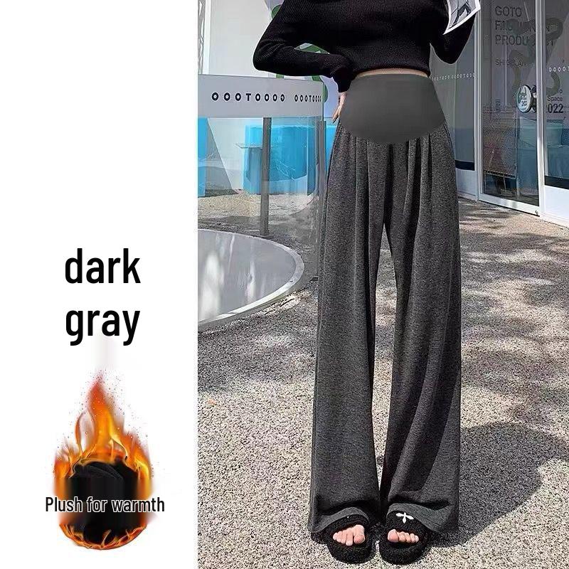Maternity Wide-Leg Belly Support Pants - Autumn/Winter Fashion, Plus Velvet