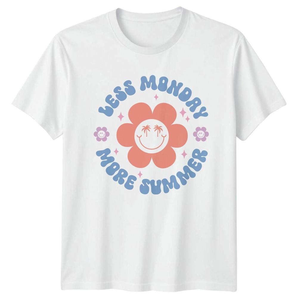 Less Monday More Summer Beach Flower Graphic TShirt S