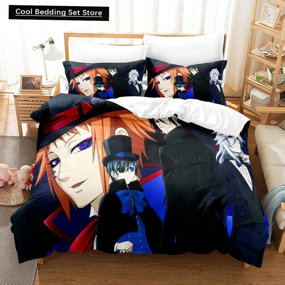 Nou Anime Black Butler Lenjerie de pat Cool Sebastian Ciel Dakimakura Set lenjerie de pat Adult Husă de pat dublu Husă de pat din microfibră