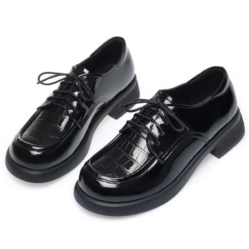 Fashion AIYUQI Women Loafers Non-slip 2025 Genuine Leather Thick Heel Casual Women Shoes Round Toe British Lace-up Shoes For Ladies