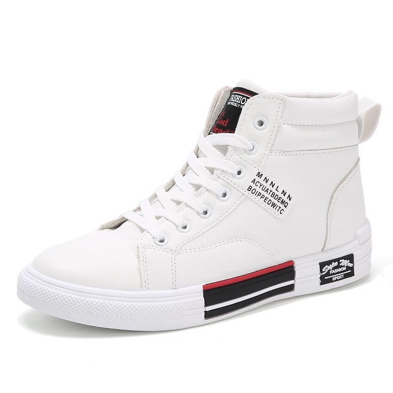 Mode Leder Herren Canvas Schuhe Lässige High-Top Schuhe Herbst Herren Rutschfeste Tennis Sneaker Sommer Flache Schuhe Zapatillas