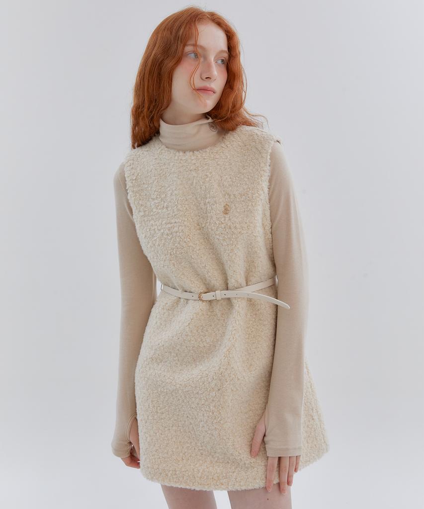 Anoetic Fuzzy Belt Sleeveless One-Piece_Ivory