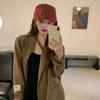 Short Brim Plaid Beret Cap Retro Women Artist Hat Simple Cloth Painter Cap  Work
