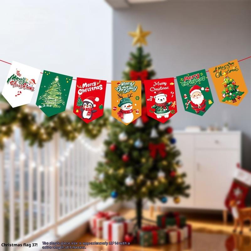 

Festive Red And Green Snowflake Christmas Banner - For Holiday Party Decorations Paper Material Christmas Decorations