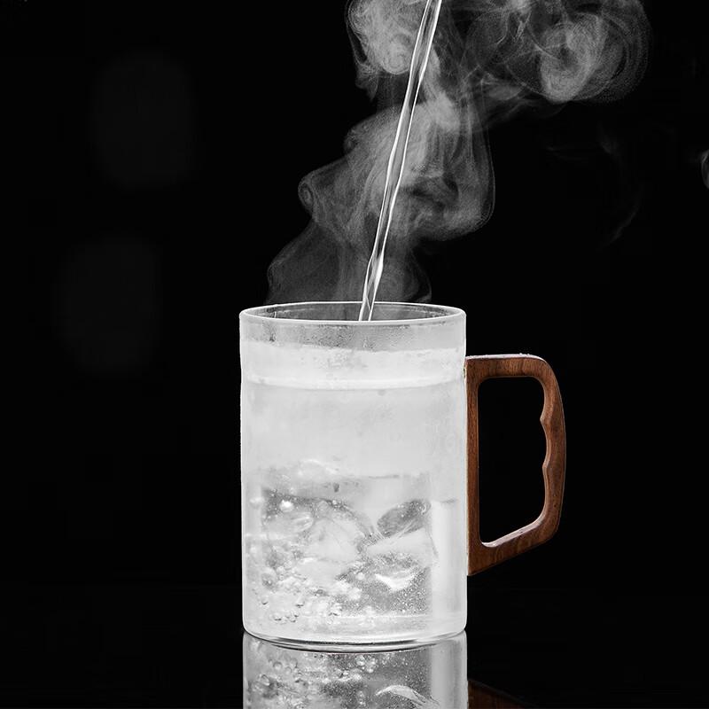 Moon-Shaped Glass Tea Cup, Heat-Resistant, with Separate Tea Infuser And Wooden Handle, Green Tea Brewing Tool