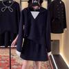 2025 Lightweight Luxury Sparkly Two-Piece Hoodie and Short Skirt Set for Early Autumn Women.