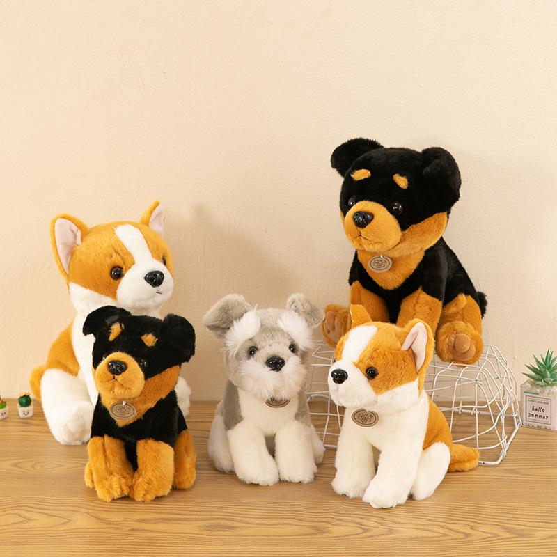 Cute Simulation Schnauzer Plush Toy Dog Doll New Shiba Inu Rottweiler Doll Throw Pillow