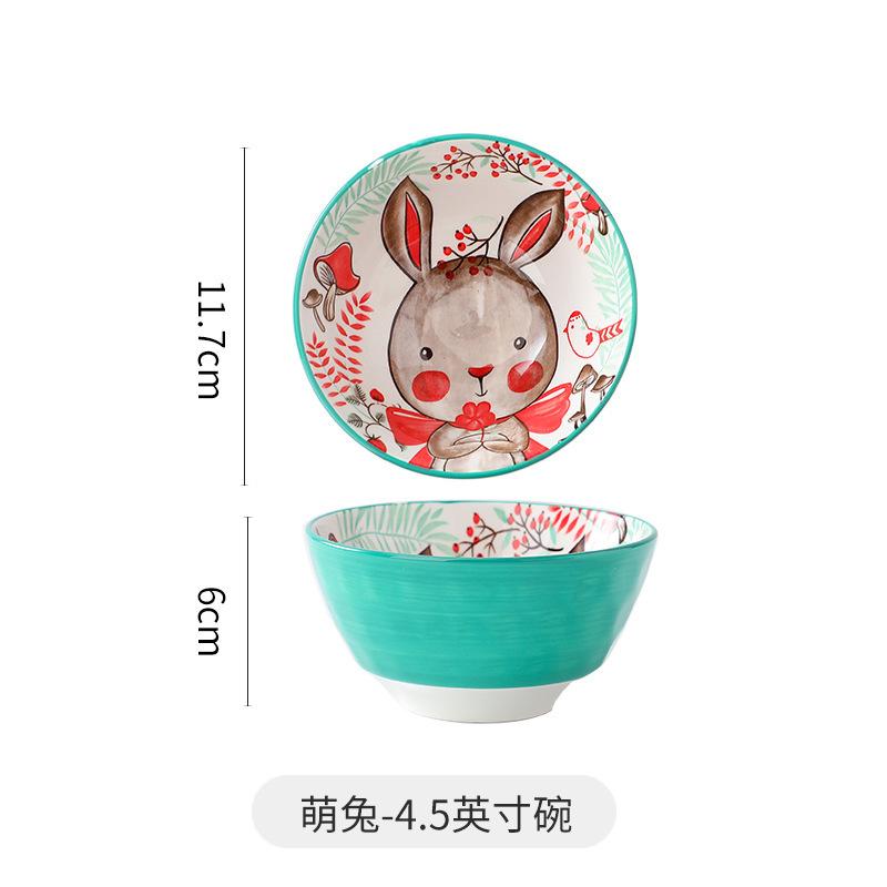 Creative Underglaze Ceramic Rice Bowl Animal Crossing Soup Bowl Cute Breakfast Household Bowl Cartoon Tableware Set