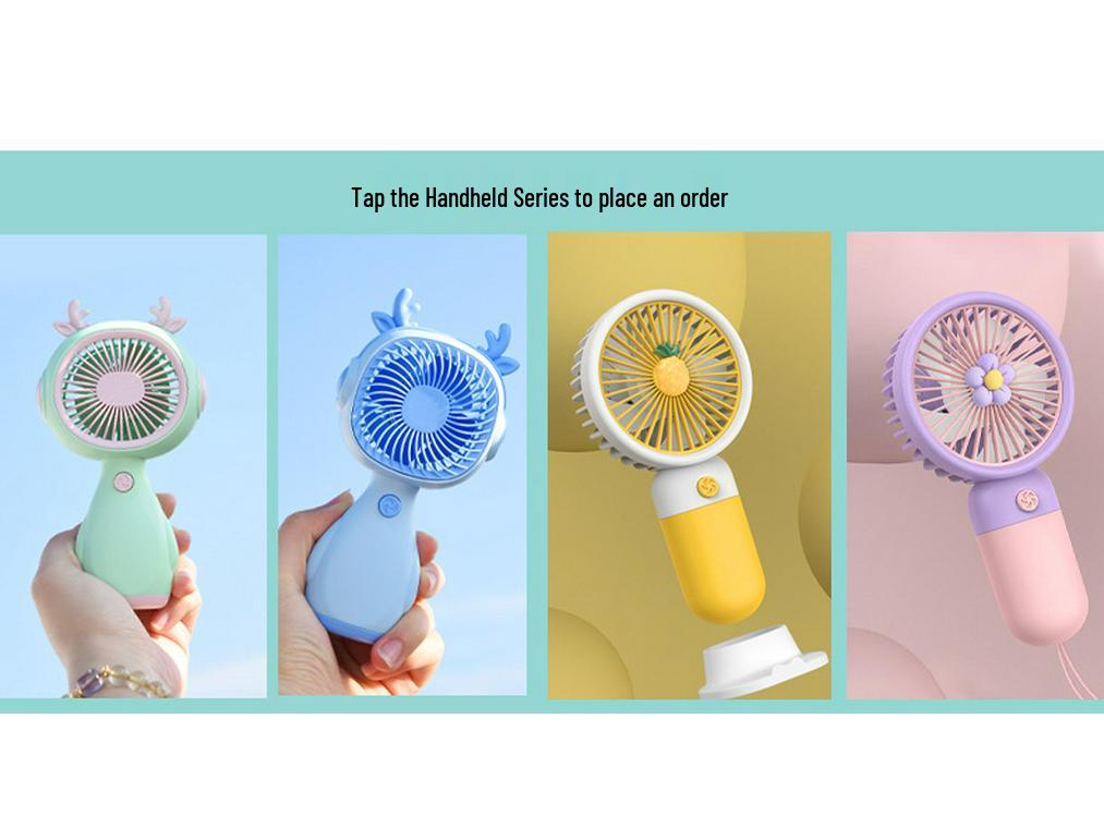 2026 Cute Cartoon Mini Portable USB Rechargeable Fun Fan