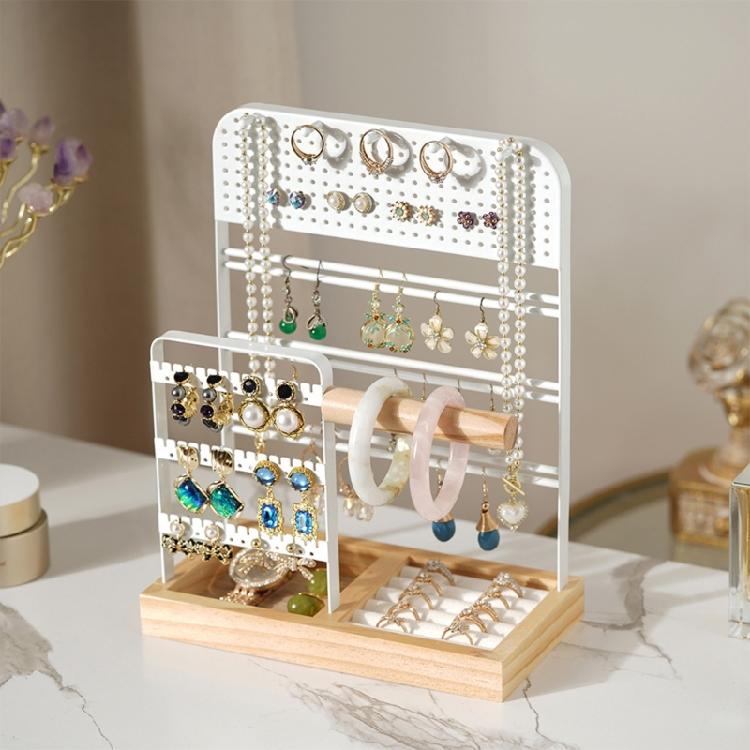 Fashionable Wood Necklace Display Stand with Multiple Slots Handy Jewelry Rack
