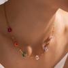 Women's Titanium Steel Crystal Flower Choker Necklace Set