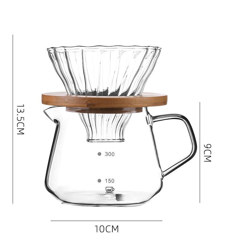 1pcs 300ml/600ml Pour Over Coffee Maker Set Glass Carafe Coffee with Glass Coffee Filter Drip Coffee Maker Set For Home Shop Bar