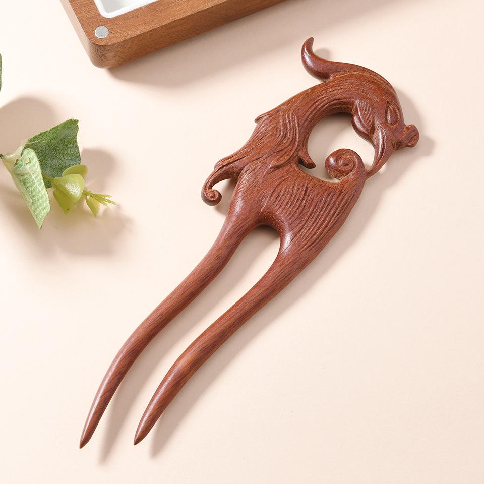 Elegantná zlatá sponka do vlasov z hodvábu a santalového dreva - Čínsky retro štýl vlasového doplnku