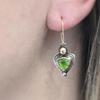 Vintage Triangle Inlaid Green Stone Earrings Geometric Creativity Silver Color Dangle Earrings for Women Jewelry