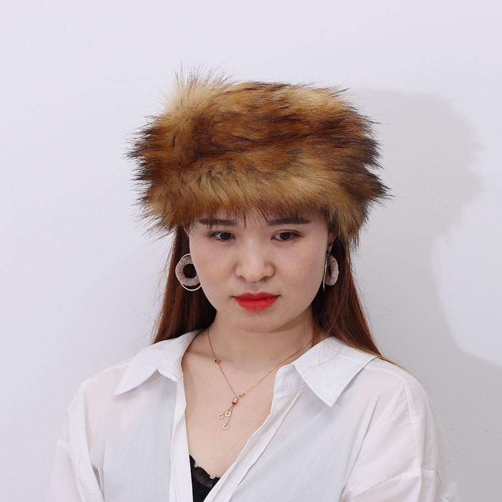 Outdoor Snow Earwarmer Girl Faux Fur Headband Fur Faux Women Winter Hats Fluffy Russian Caps