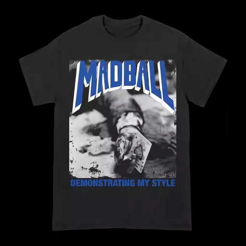 MADBALL NYHC Koszulka Zespołu Męska Letnia Uliczna Z Okrągłym Dekoltem Krótki Rękaw Bawełniana Wygodna Luźna Odzież Męska i Damska