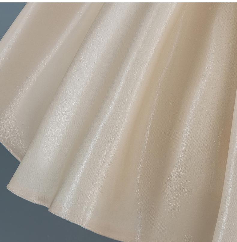 Girls' Sequin Satin Short Sleeve Evening Dress - Puffy High-End Birthday Costume