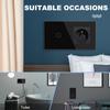 BSEED WLAN Touchschalter 1/2/3fach mit normaler FR-Steckdose Glasplatte Smart Wandschalter für Licht Tuya APP Steuerung Blaue Hintergrundbeleuchtung