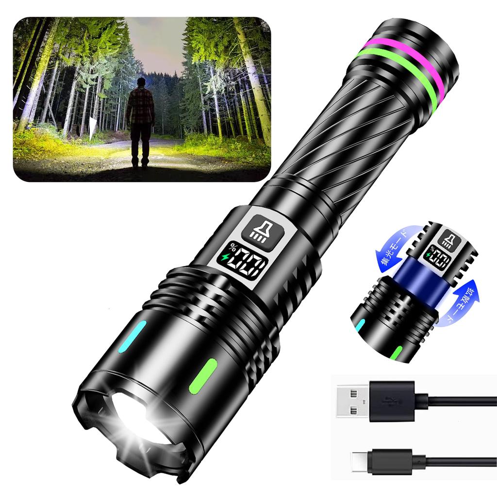 Powerful Flashlight Upgraded Version with Luminous 3000mAh 18650 Battery Handheld LED Aluminum Alloy Up To 500m Beam Up To 16 Hours of Run Battery