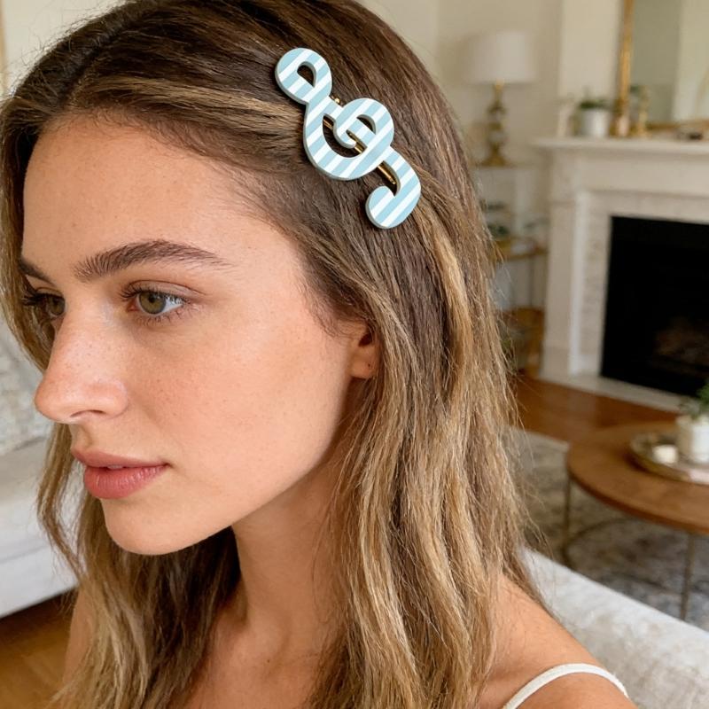 Cute Star Dot Striped Music Note Hair Clip Set Of 2pcs For Women Girls Kids Lightweight Acrylic Hair Accessories