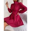 Spring and Autumn Women's Dress Sexy Hollow Waistline Hem Dress
