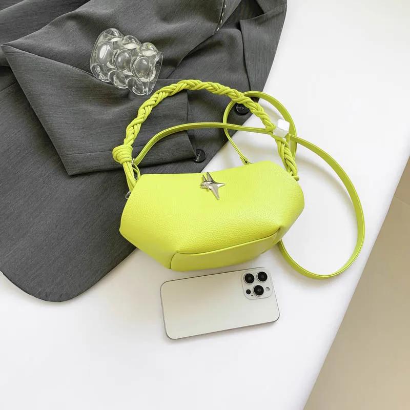 Large Capacity Shoulder Bag for Women Fashion Solid PU Bag Delicate Handle