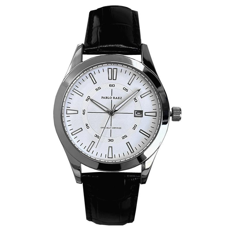 Men's Watch Brand Business Simple Waterproof Calendar Leather Strap Male Quartz Wristwatches (Comes with Box and Spare Battery)