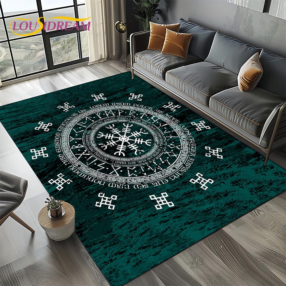 Odin Viking Symbol Valknut Nordic Valhalla Carpet Rug for Living Room Bedroom Home Sofa Decoration,Area Rug Non-slip Floor Mat