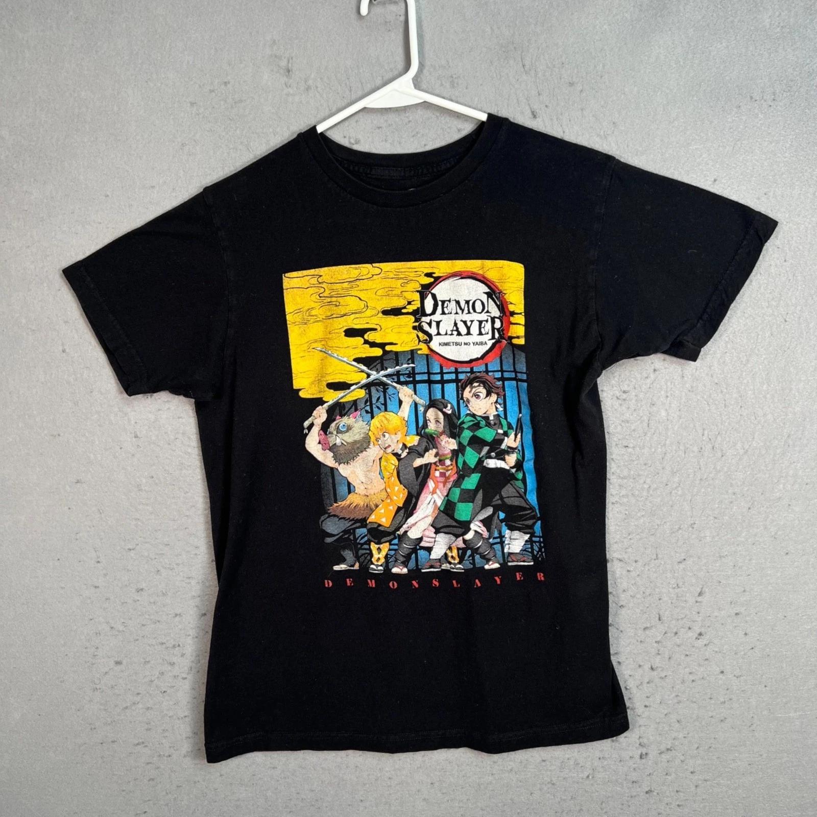 Demon Slayer Anime Graphic T-Shirt Kimetsu No Yaiba Black Cotton Mens Medium 2XL