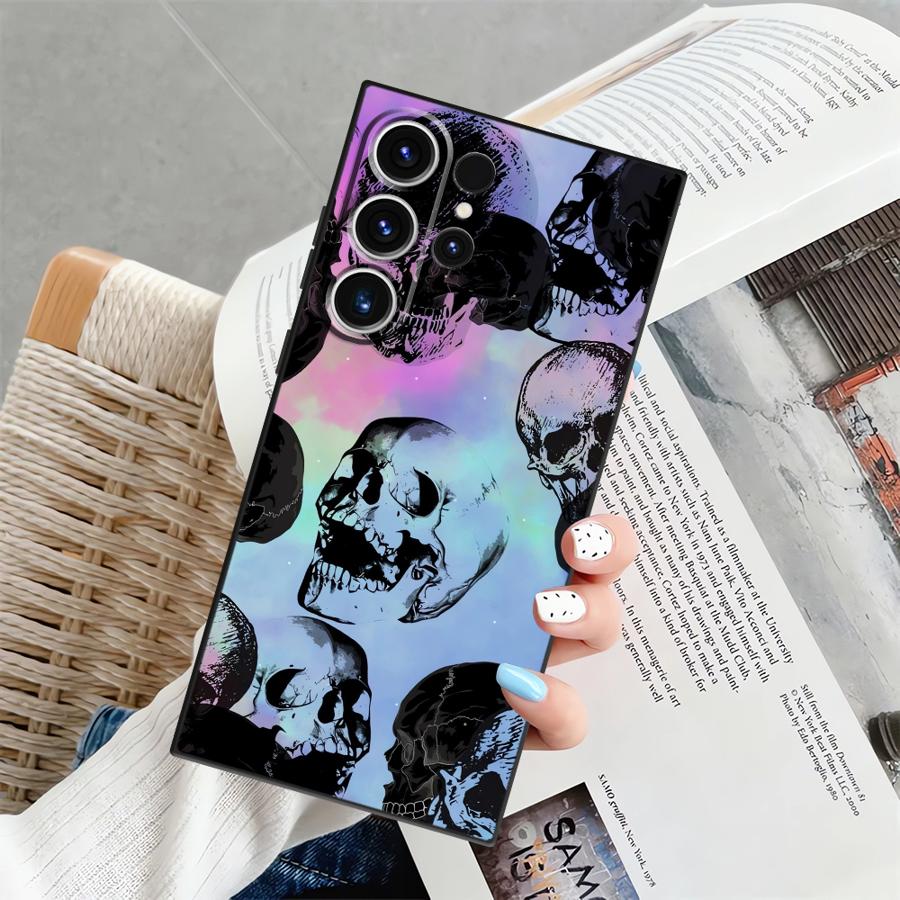 Totenkopf Kunst Funda für Samsung Galaxy S24 Plus S21 FE S23 S10 S9 Note 20 Ultra 8 9 10 S25 Ultra S20 Handyhülle Handyhülle