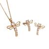 Elegantes Libellen Zirkonia Halsketten- & Ohrring-Set - Nischen-Design, Leichter Luxus Zweiteilig
