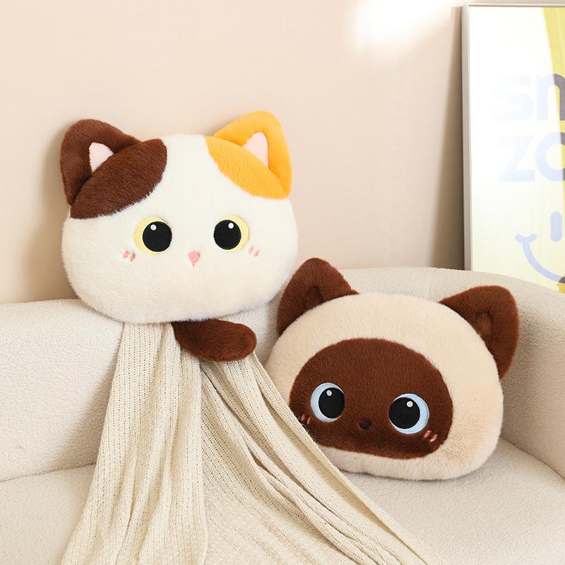 45cm Cute Cat Plush Pillow Stuffed Soft Calico Black Cat Throw Pillow Cushion Sofa Home Decoration Birthday Gift