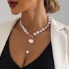 1pc Fashion String Imitation Pearl Moon Disc Pendant Necklace, Suitable for Women's Daily Party  Gifts