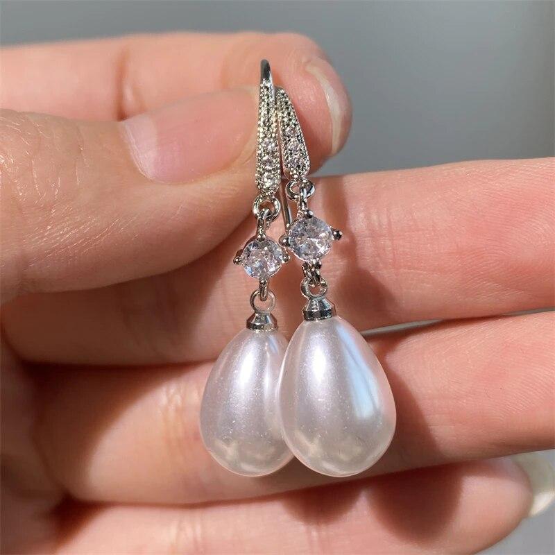 Fashion Water Drop Zircon Zircon Dangle Earrings for Women Bridesmaid Wedding Zircon