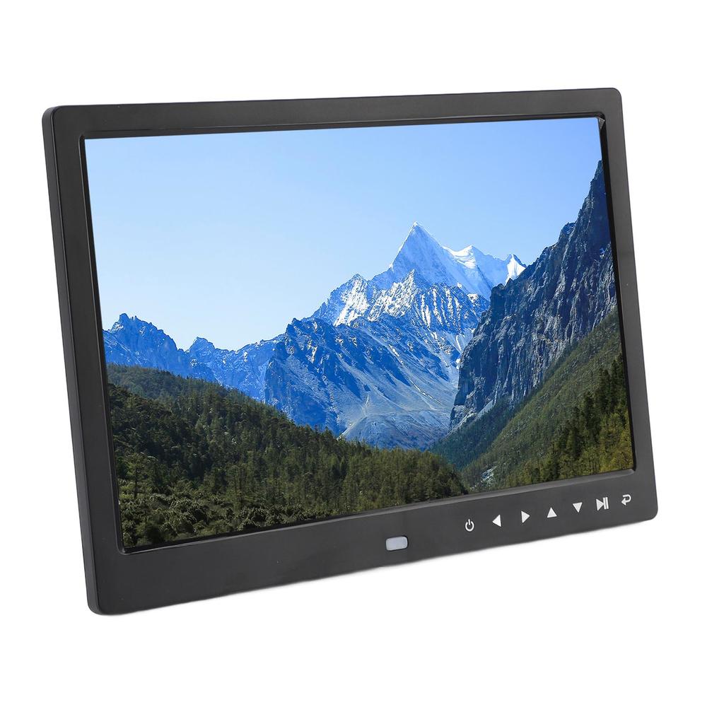 Digital Picture Frame 12in USB HD Load Photo Video From Phone Multi Function Advertising Machine with Speaker Black EU