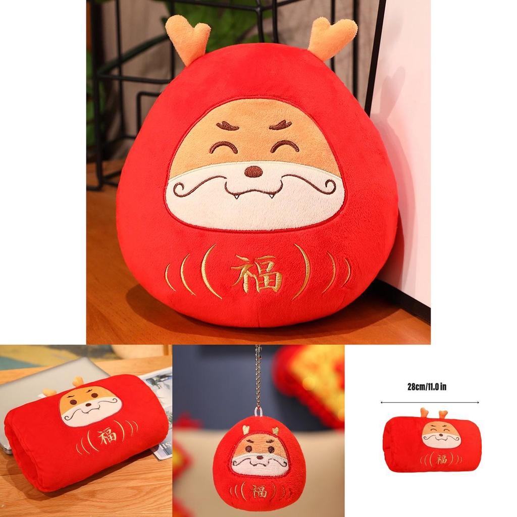 Adorable Dharma Dragon Stuffed Animal Red Dragon New Year Dragon Of Fortune Dragon Plush Neck Pillow