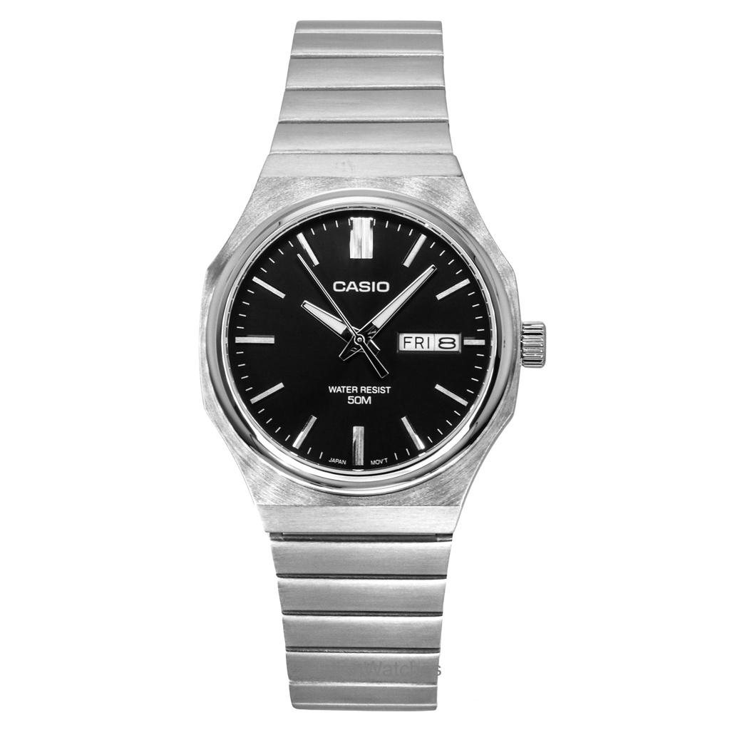 

Casio Стандартные аналоговые кварцевые часы из нержавеющей стали с черным циферблатом MTP-E735D-1AV для мужчин чёрный