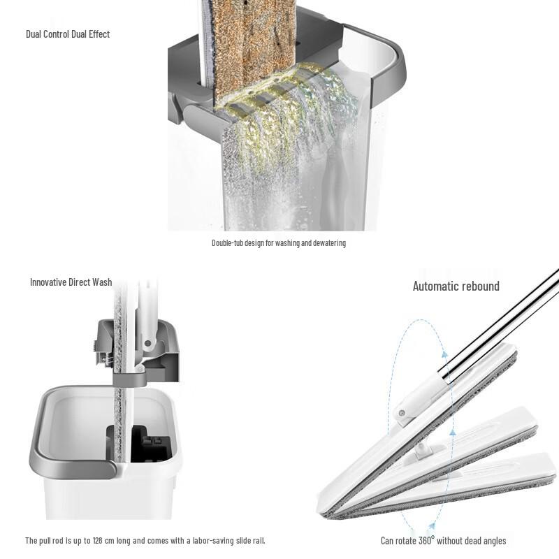 Self-Wringing Flat Mop with Bucket