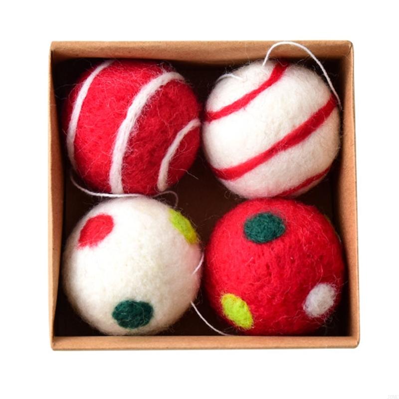 

4pcs Christmas Felt Ball Snowflake Decoration Multi Use Holiday Decorations For Party Gift Home Decoration J0MC