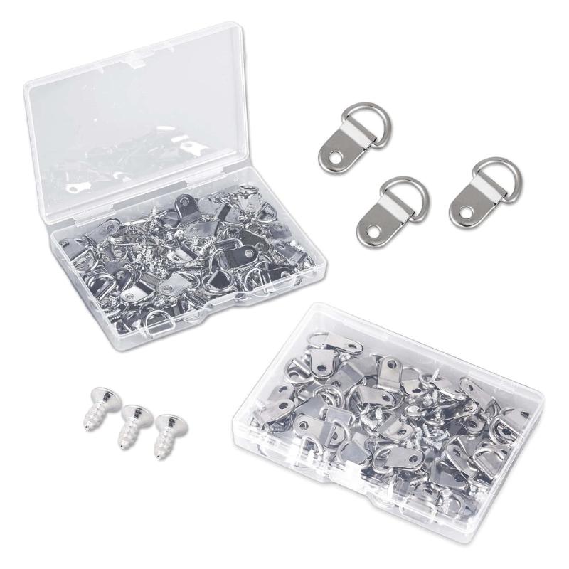100 Pezzi Ganci per Quadri Robusti Set Filo per Telaio Nichelato con Viti Gancio per Telaio Staffe a Muro per Decorazioni Murali