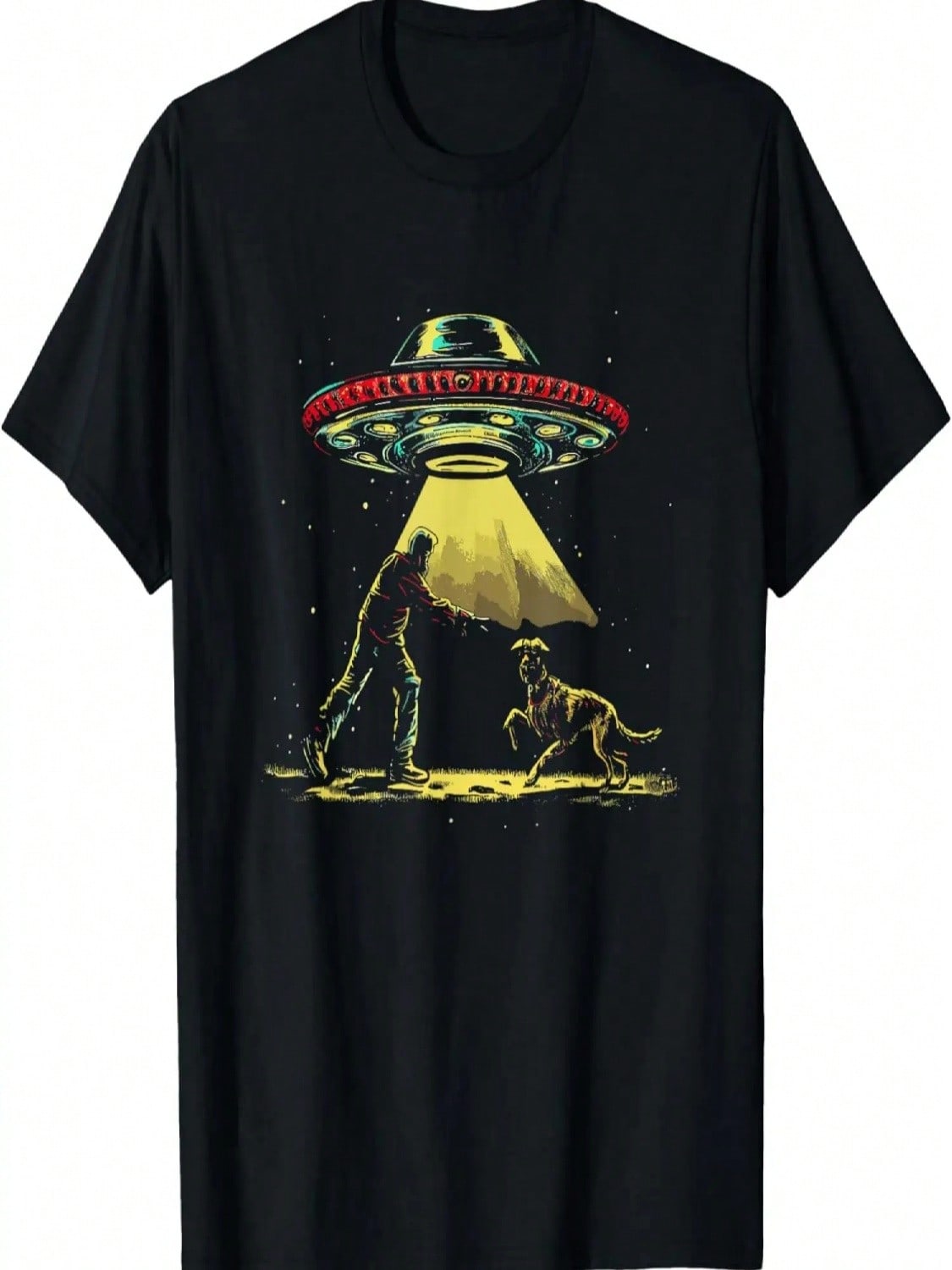 Man With Dog Alien  UFO - Retro Conspiracies Lover T-Shirt S разноцветный