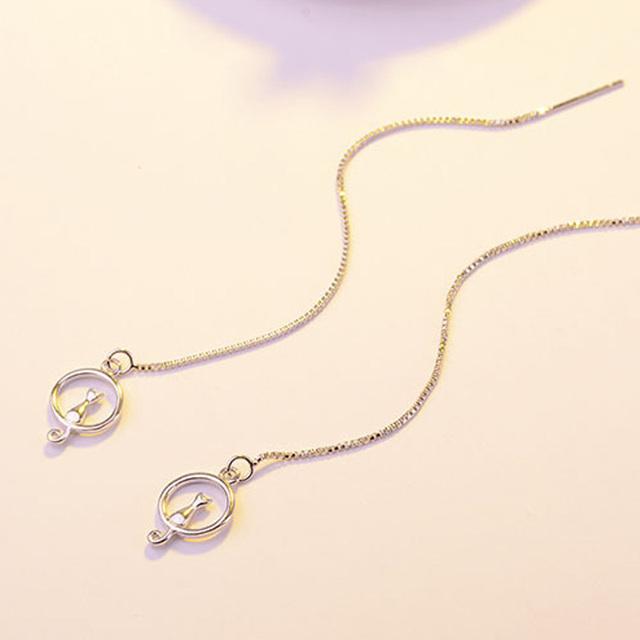 Mode Minimalistischen Lange Ohrring Silber Farbe Einfache Quaste Kette Aussage Ohrringe Frauen Korea Joker Ohr Linie Schmuck Geschenk