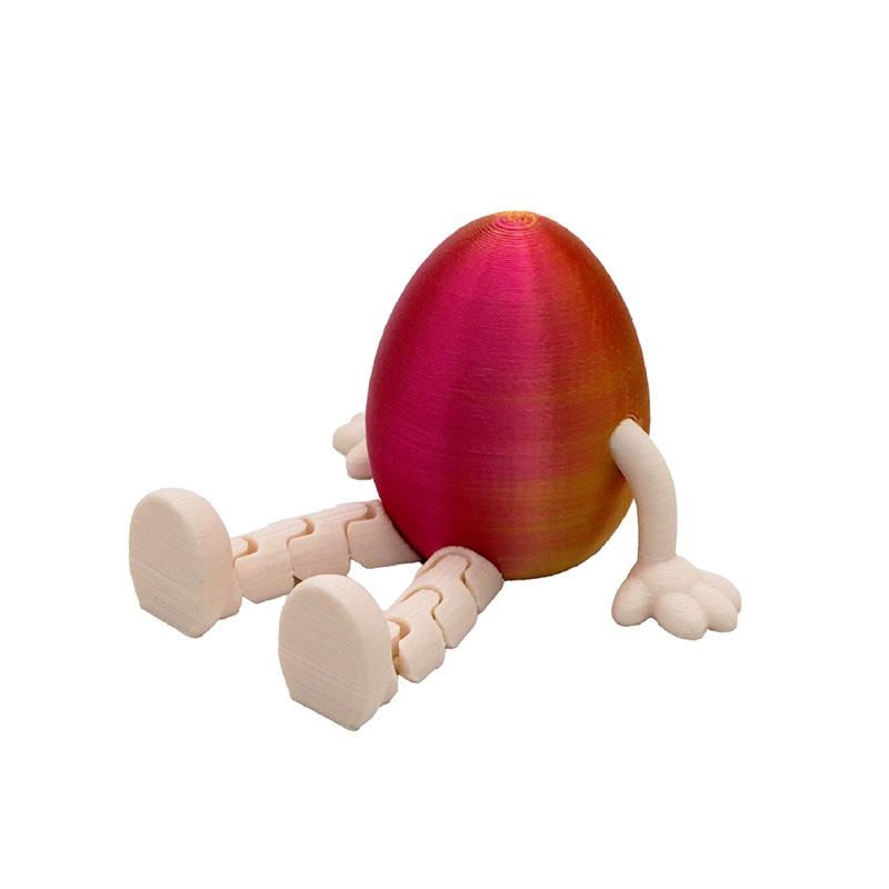 Cartoon Easter Bunny Easter Egg 3D Printed Toy Movable Rabbit Ornament Portable Home Decoration Creative Easter Egg Gifts