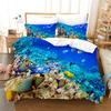 Cartoon Ocean Fish Duvet Cover Microfiber Marine Theme Bedding Set Sea Underwater World Quilt Cover Queen For Boys Girls