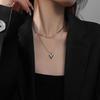Double Layered Love Heart Pendant Necklace for Women Silver Color Simple Neck Chain Choker Fashion Jewelry Birthday Gifts