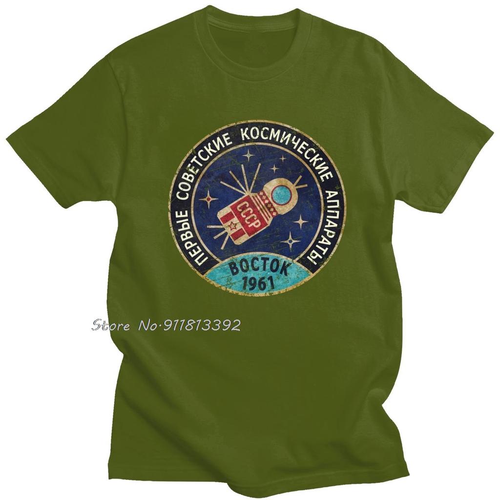 Retro USSR Russia Boctok TShirt Men 1961 Blue Badge T Shirt Camisas Mend Cotton Leisure CCCP Soviet Union Vostok Tshirt