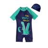 Boys' Dinosaur Sun Protection One-Piece Swimsuit (Small/Medium, Quick-Dry)