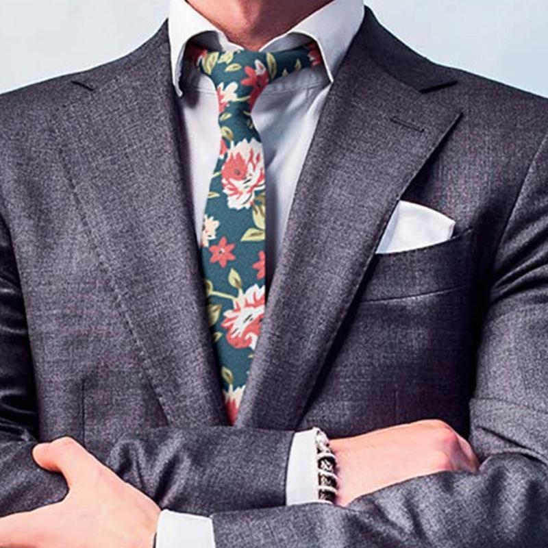 Fashion Arrows Tip Floral Pattern Skinny Tie For Men Soft Polyester Silk Necktie Office Wedding Party Outfit Accessory