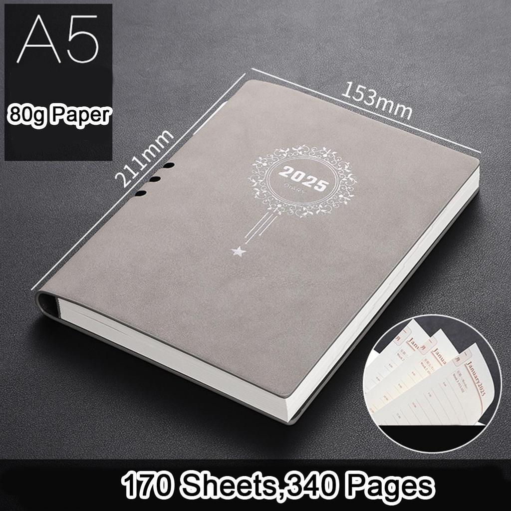 A5 Dickleder Studentenzeitplaner, Jahresplaner 2025, Business-Notizblock, 365-Tage-Tagesplaner, Memo, Notizbuch, 170 Blatt